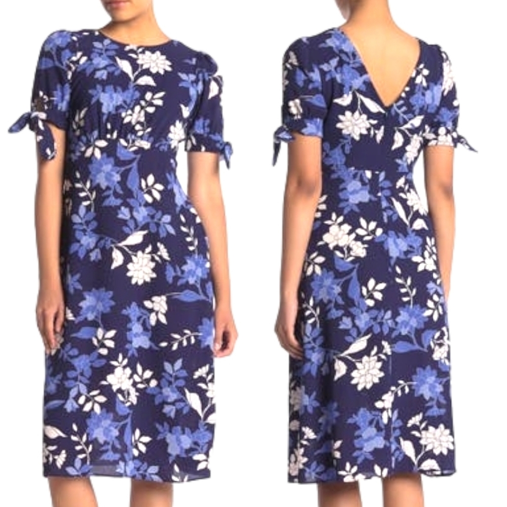 Vince Camuto Puff Sleeve‎ Floral Print Dress SZ 6